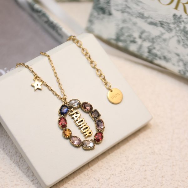 2 colorful twinkle stones pendant necklace gold tone for women 2799