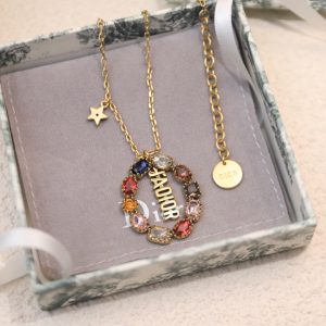 6 colorful twinkle stones pendant necklace gold tone for women 2799