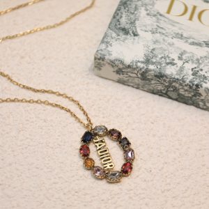 7 colorful twinkle stones pendant necklace gold tone for women 2799