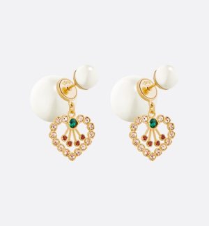 2 tribales heart earrings gold tone for women 2799