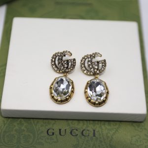 2 double g earrings with crystals gold tone for women 629659 j1d50 8066 2799