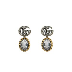 4 double g earrings with crystals gold tone for women 629659 j1d50 8066 2799