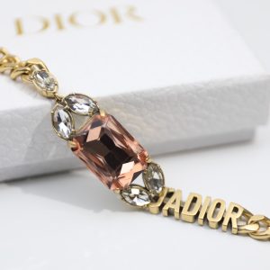2 big rectangle twinkle stone chain bracelet gold tone for women 2799