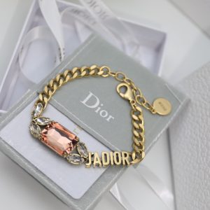 5 big rectangle twinkle stone chain bracelet gold tone for women 2799