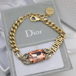 7 big rectangle twinkle stone chain bracelet gold tone for women 2799