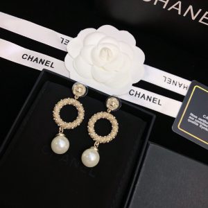 3 dangling white pearl and circle earrings gold tone for women 2799