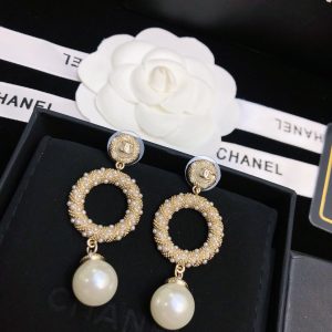 6 dangling white pearl and circle earrings gold tone for women 2799