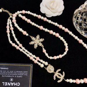 12 layered crystals flower pearl necklace white for women 2799