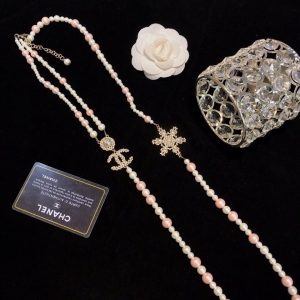 14 layered crystals flower pearl necklace white for women 2799