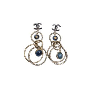 4 multi circles earrings gold tone for women 2799