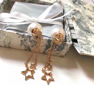 1 two stars long earrings gold tone for women 2799