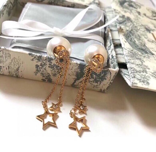 1 two stars long earrings gold tone for women 2799