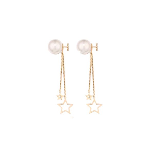 4 two stars long earrings gold tone for women 2799