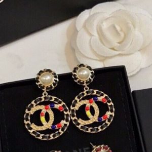 2 black border earrings gold tone for women 2799