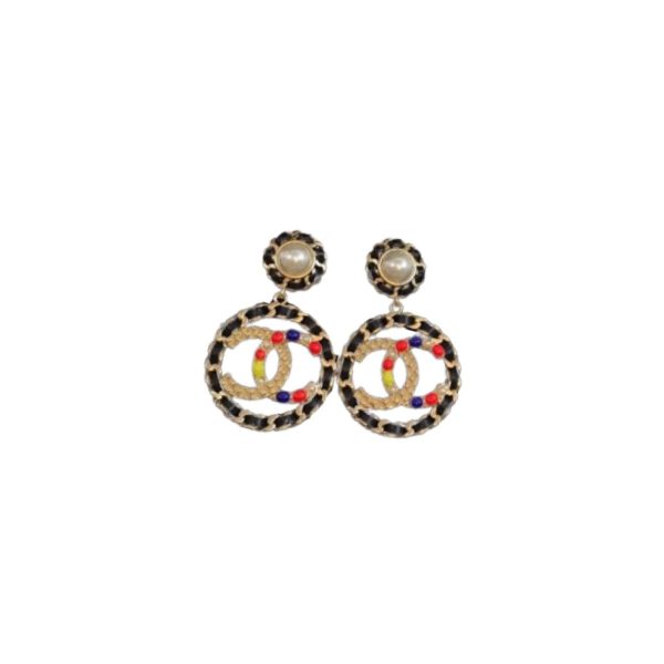 4 black border earrings gold tone for women 2799