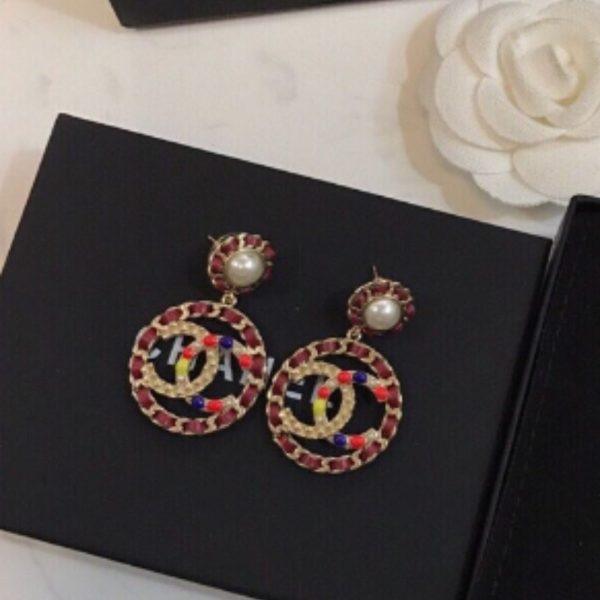 2 pink border earrings gold tone for women 2799