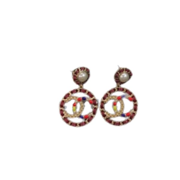 4 pink border earrings gold tone for women 2799