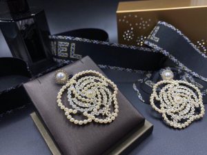 3 big camellia pearl earrings gold tone for women 2799