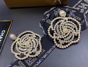 5 big camellia pearl earrings gold tone for women 2799