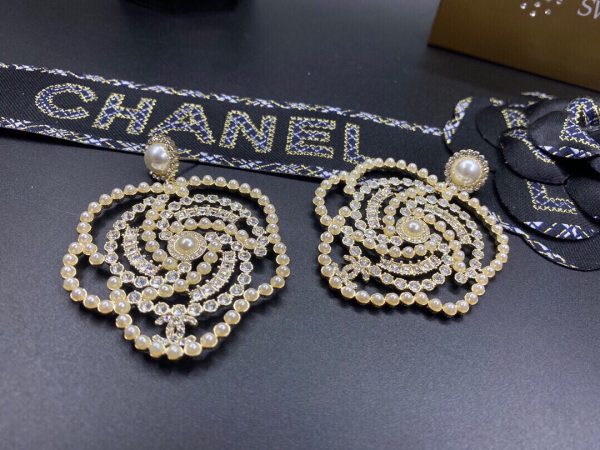 6 big camellia pearl earrings gold tone for women 2799