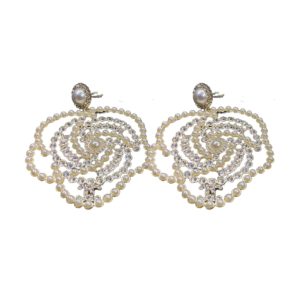11 big camellia pearl earrings gold tone for women 2799