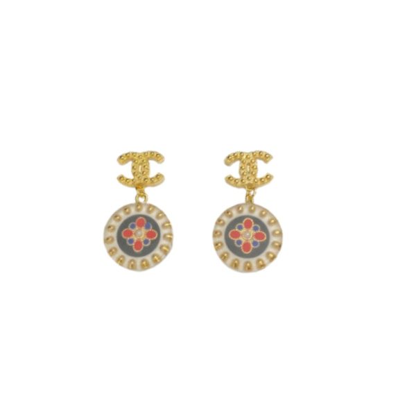 4 red and blue pattern in middle circle earrings gold tone for women 2799