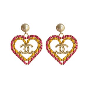 10 pink yellow borders heart earrings gold tone for women 2799