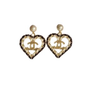 4 black white borders heart earrings gold tone for women 2799
