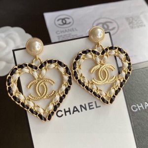 8 black white borders heart earrings gold tone for women 2799