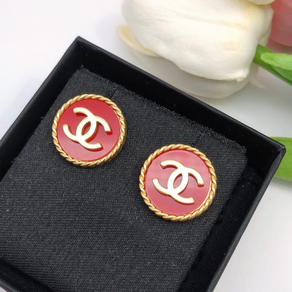 double c round earrings red for women 2799