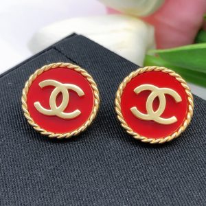 2 double c round earrings red for women 2799