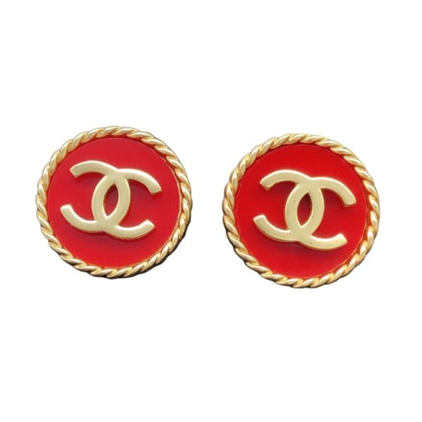 4 double c round earrings red for women 2799