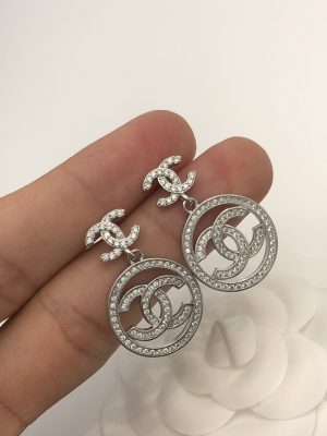 round double c earrings silver for women 2799