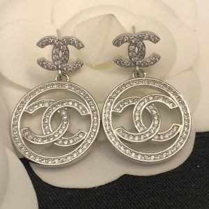 6 round double c earrings silver for women 2799