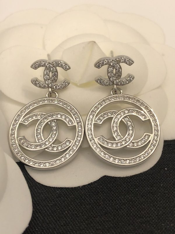 6 round double c earrings silver for women 2799