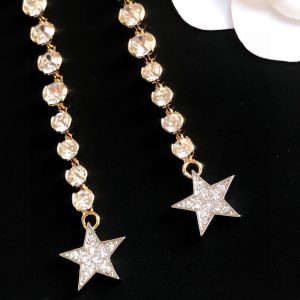 6 long star earrings gold for women 2799
