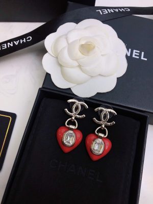 3 flower copper earrings red for women 2799