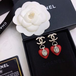 5 flower copper earrings red for women 2799