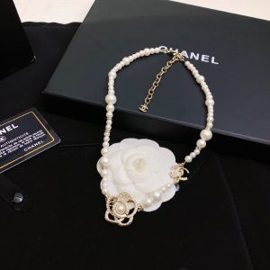 2 pearl necklace with flower gold tone for women 2799