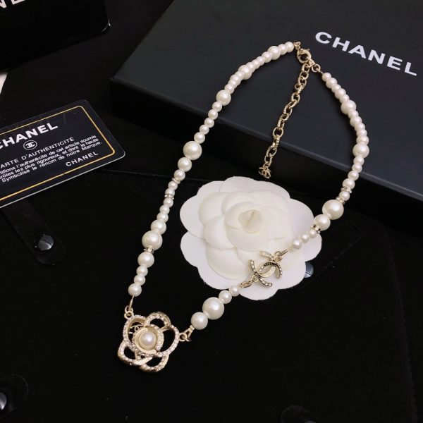 10 pearl necklace with flower gold tone for women 2799