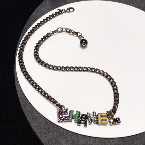 3 letter necklace black for women 2799