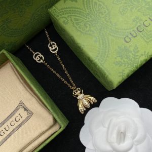 2 bee necklace gold for women 2799