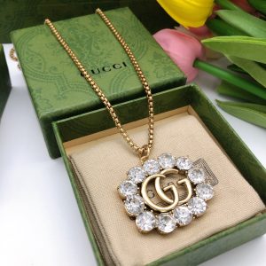 square crystal necklace gold for women 2799