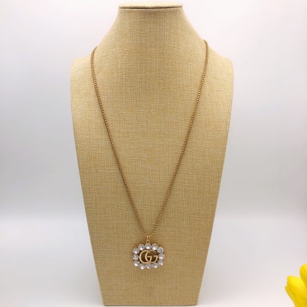 3 square crystal necklace gold for women 2799