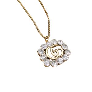 4 square crystal necklace gold for women 2799