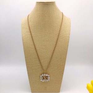9 square crystal necklace gold for women 2799