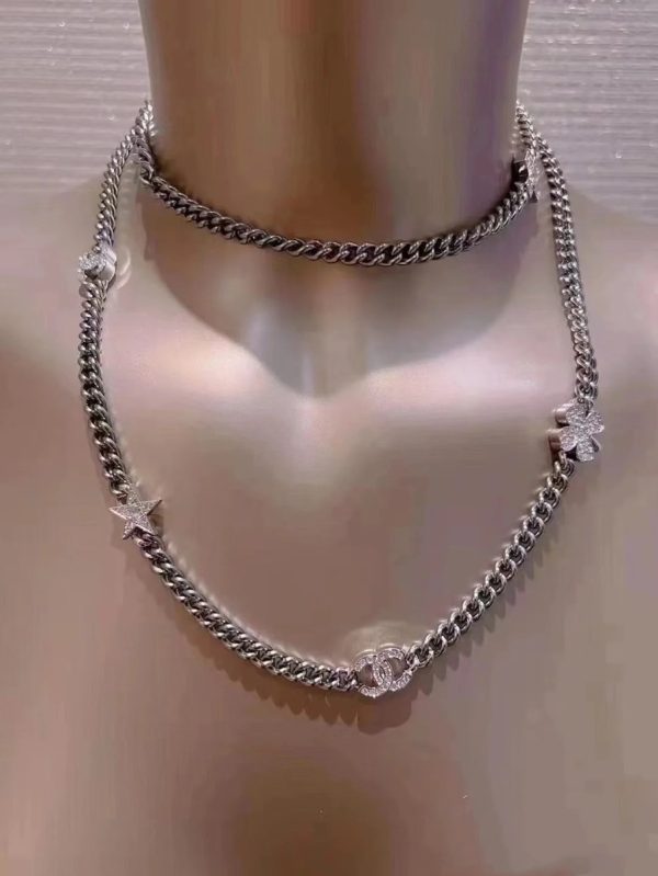 5 flowers necklace silver for women 2799