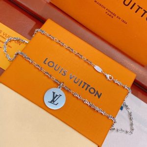 lv letter necklace silver for women 2799