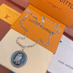 18 lv letter necklace silver for women 2799