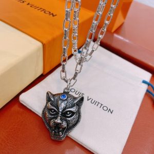 tiger head necklace silver for women 2799